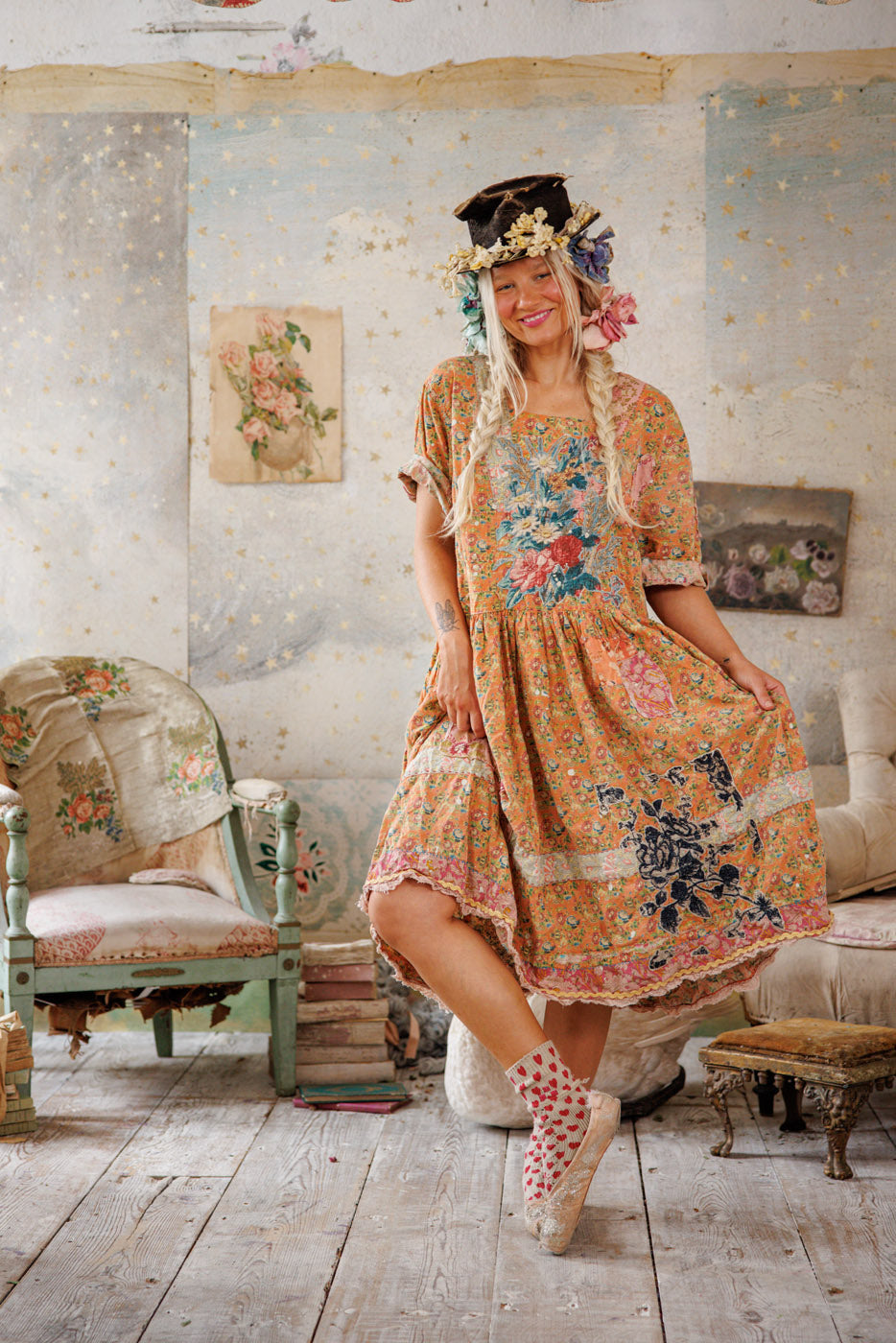 Magnolia Pearl Floral Appliqué Taigi Dress 1139 - Field Of Flowers