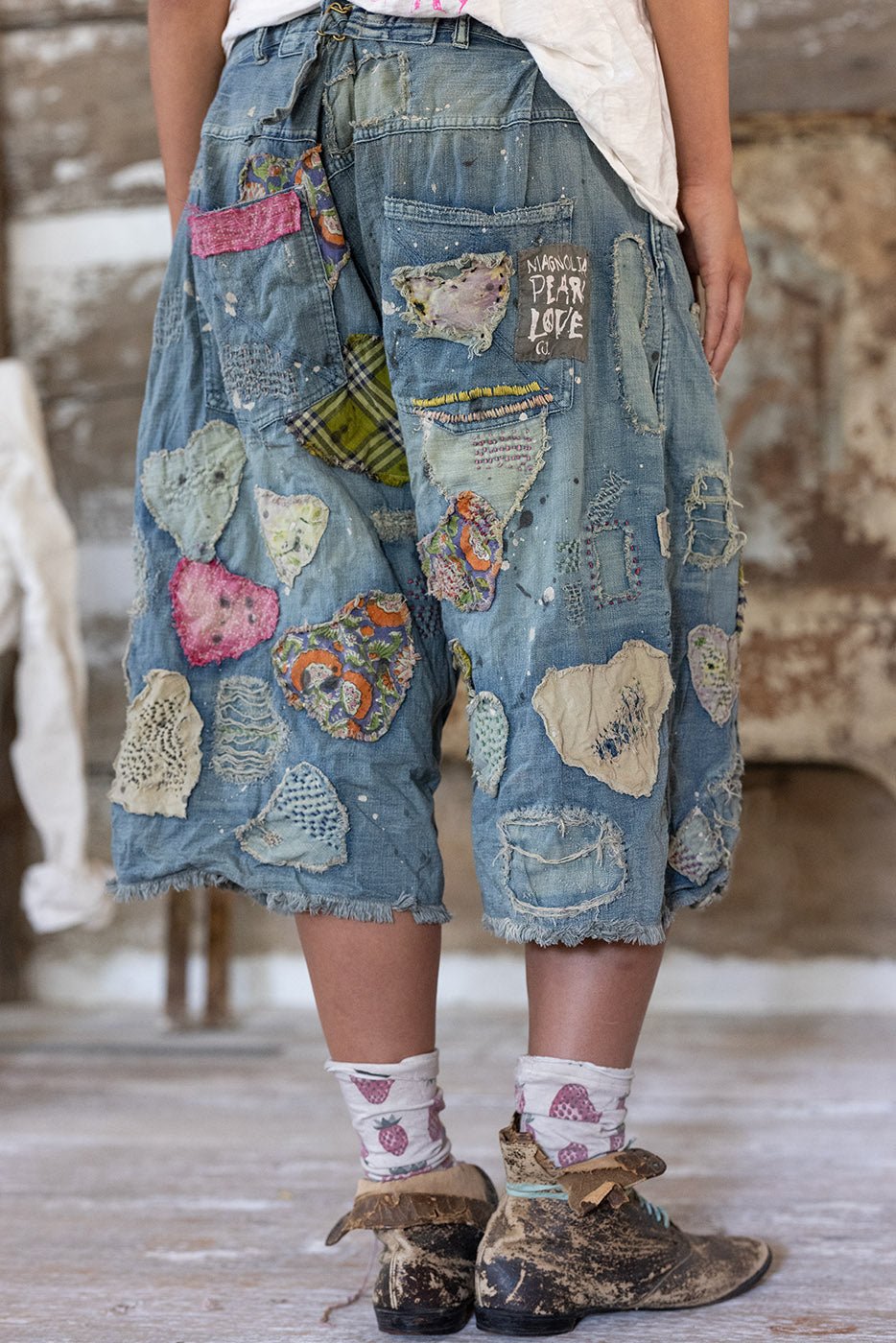 Magnolia Pearl I Heart You Miner Shorts 068 - Washed Indigo