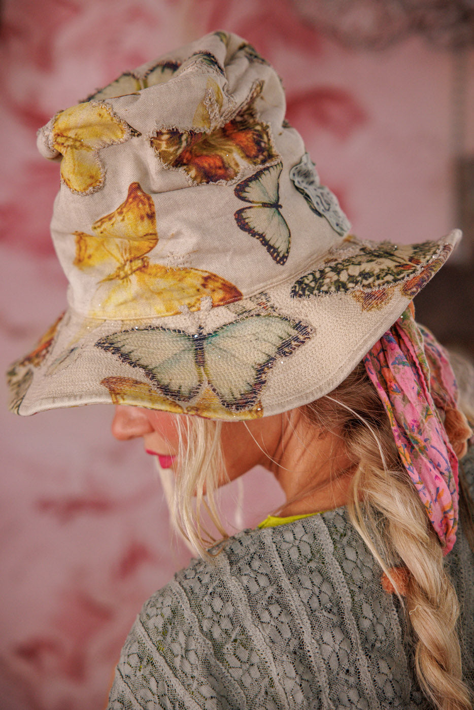 Magnolia Pearl Butterfly Appliqué Hat 011