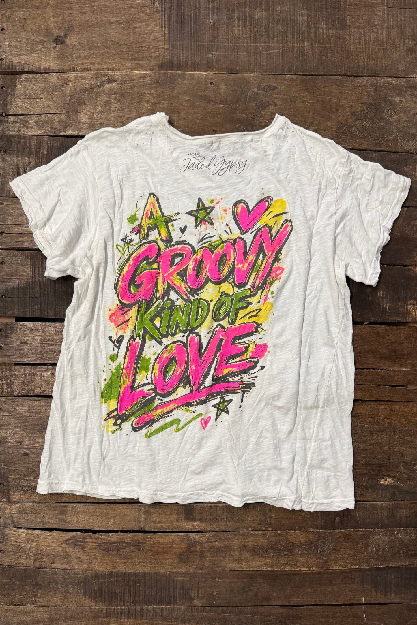 House of Jaded Gypsy Worn and Weathered Tee - Tigers Love - O/S