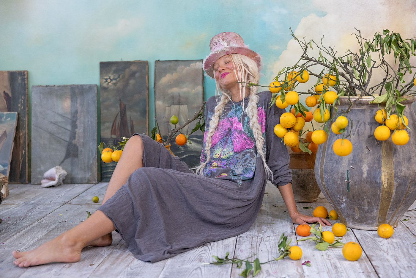 Magnolia Pearl Flor de la Pasión Viggo Hoodie Tee Dress 1348 - Ozzy