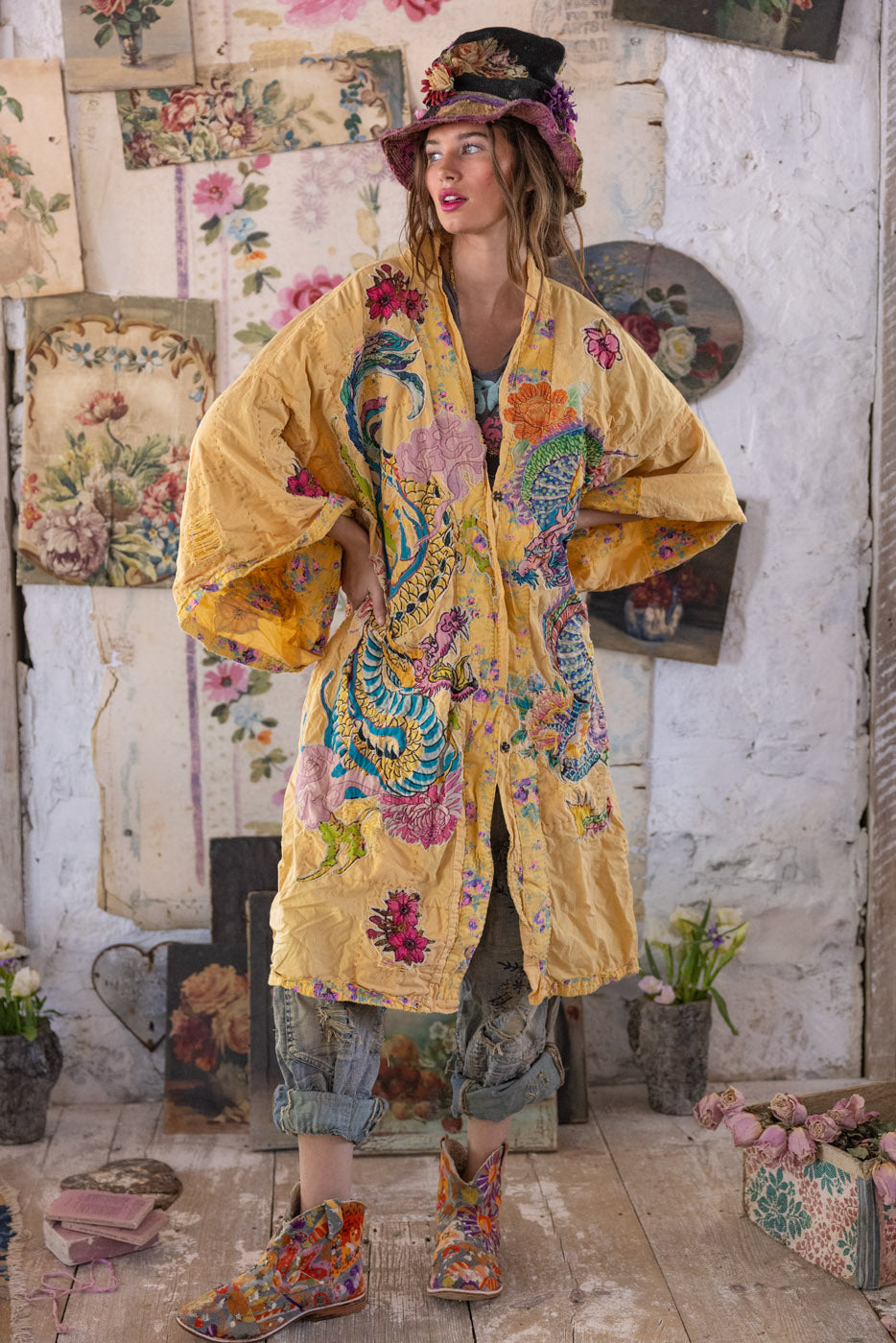 Magnolia Pearl Dragon Romani Kimono 1163 - Sefi