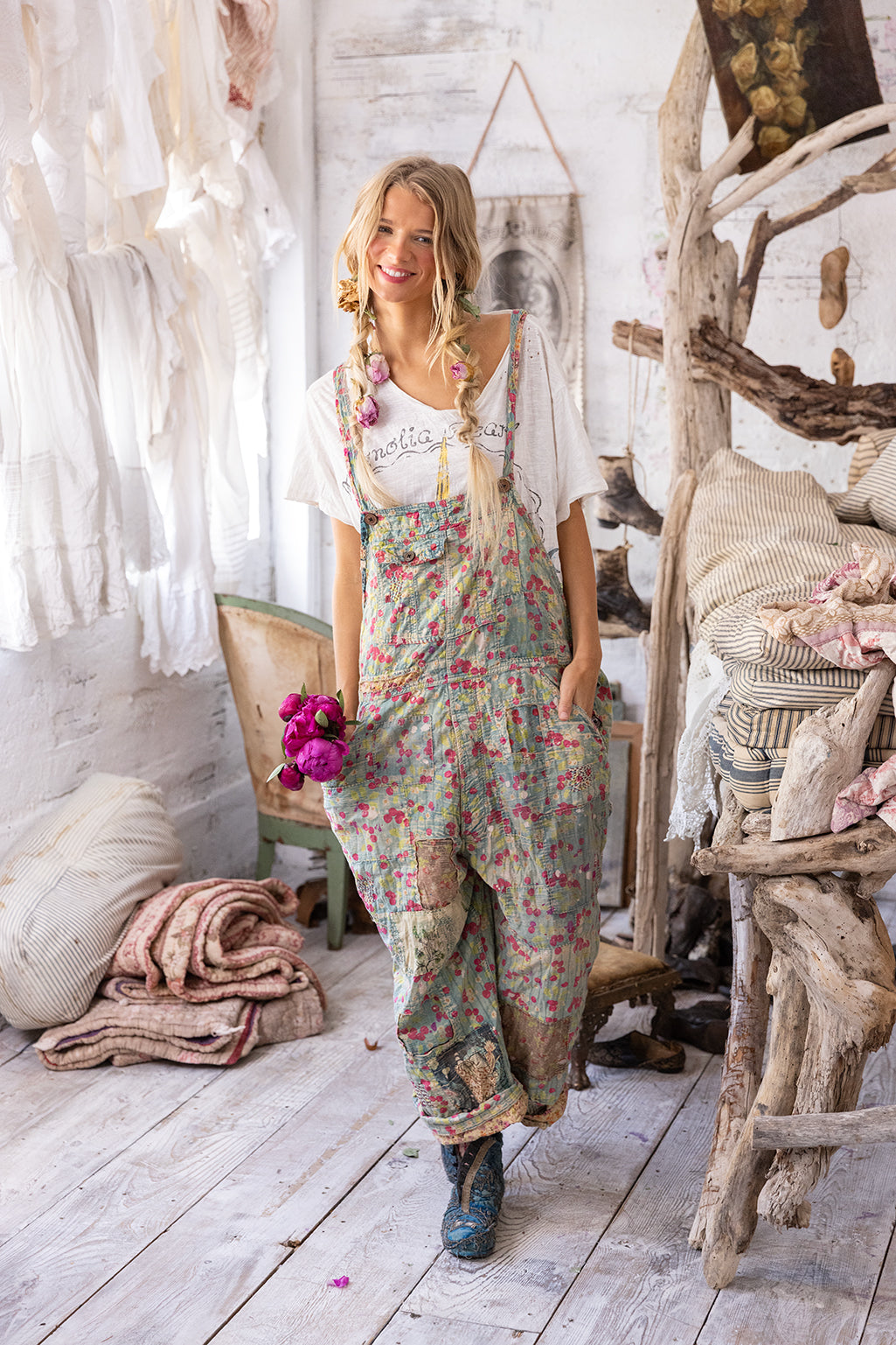 Magnolia Pearl Quilted Love Overalls 138 - Cherry Blossom