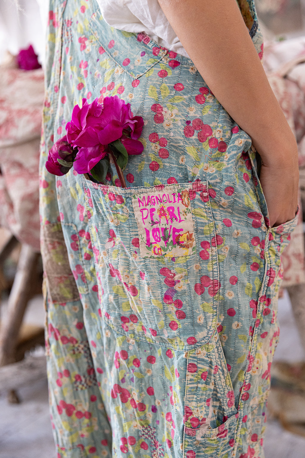 Magnolia Pearl Quilted Love Overalls 138 - Cherry Blossom
