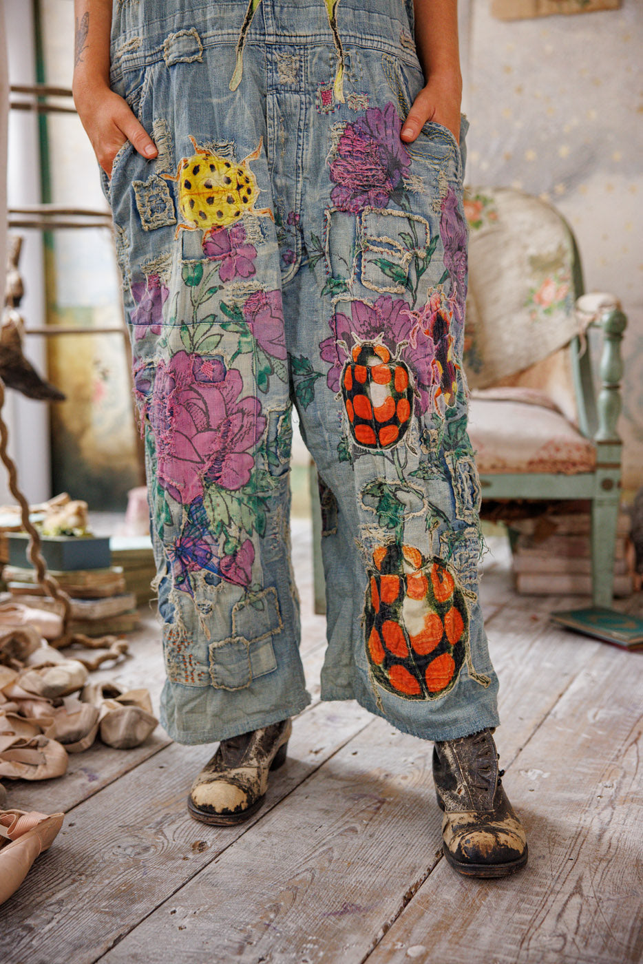 Magnolia Pearl Night Garden Benjamin Wide Leg Overalls 149 - Washed Indigo