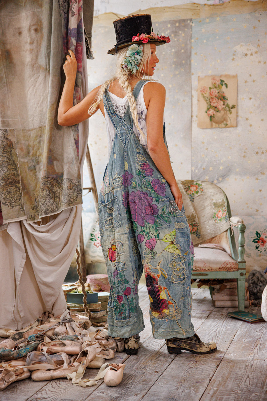 Magnolia Pearl Night Garden Benjamin Wide Leg Overalls 149 - Washed Indigo