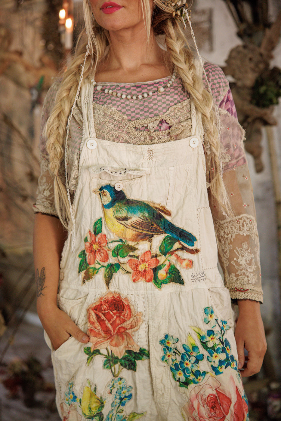 Magnolia Pearl Birdie Bouquet Benjamin Overalls 171 - Moonlight