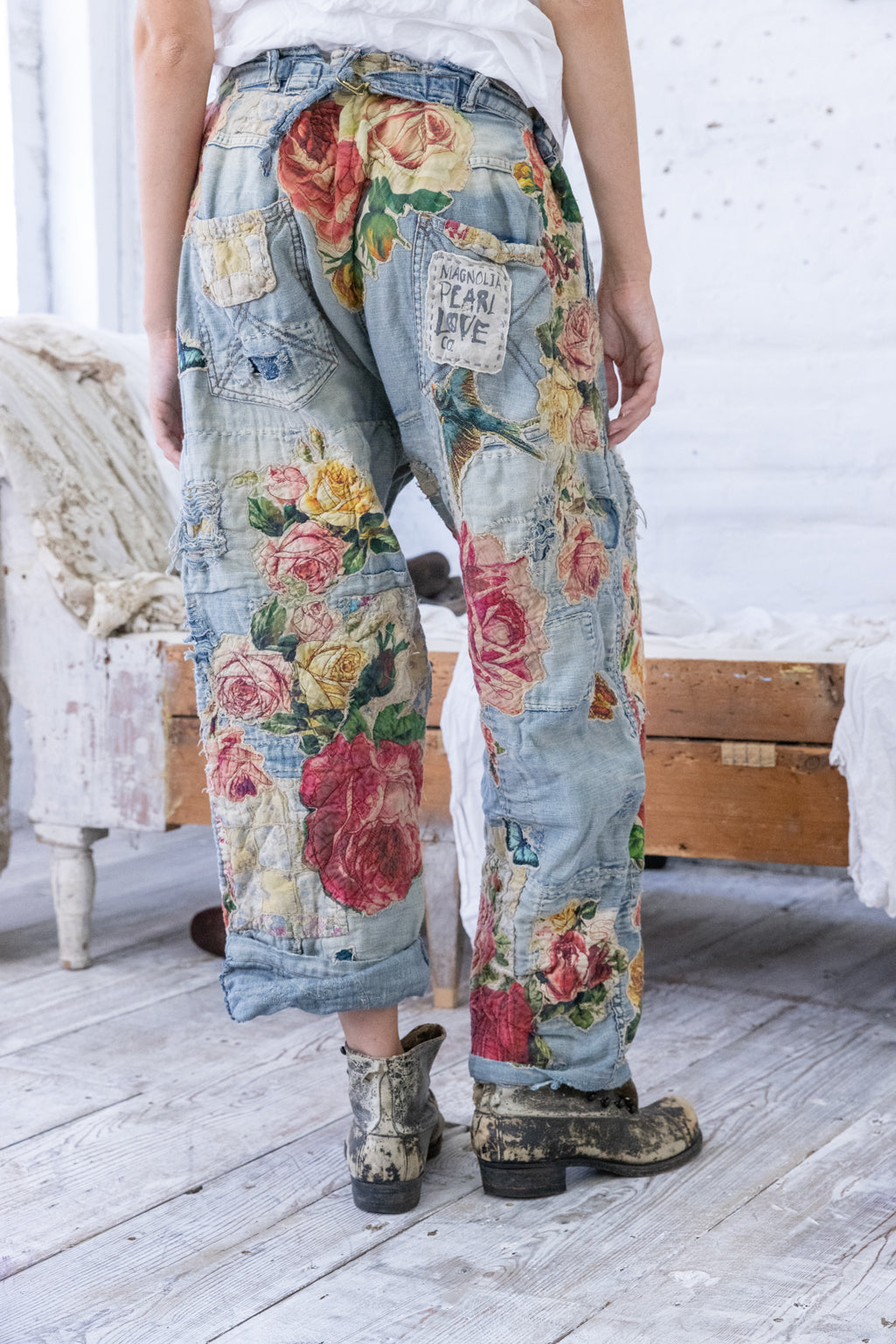 Magnolia Pearl Quilts & Roses Miner Pants 521 - Faded Indigo