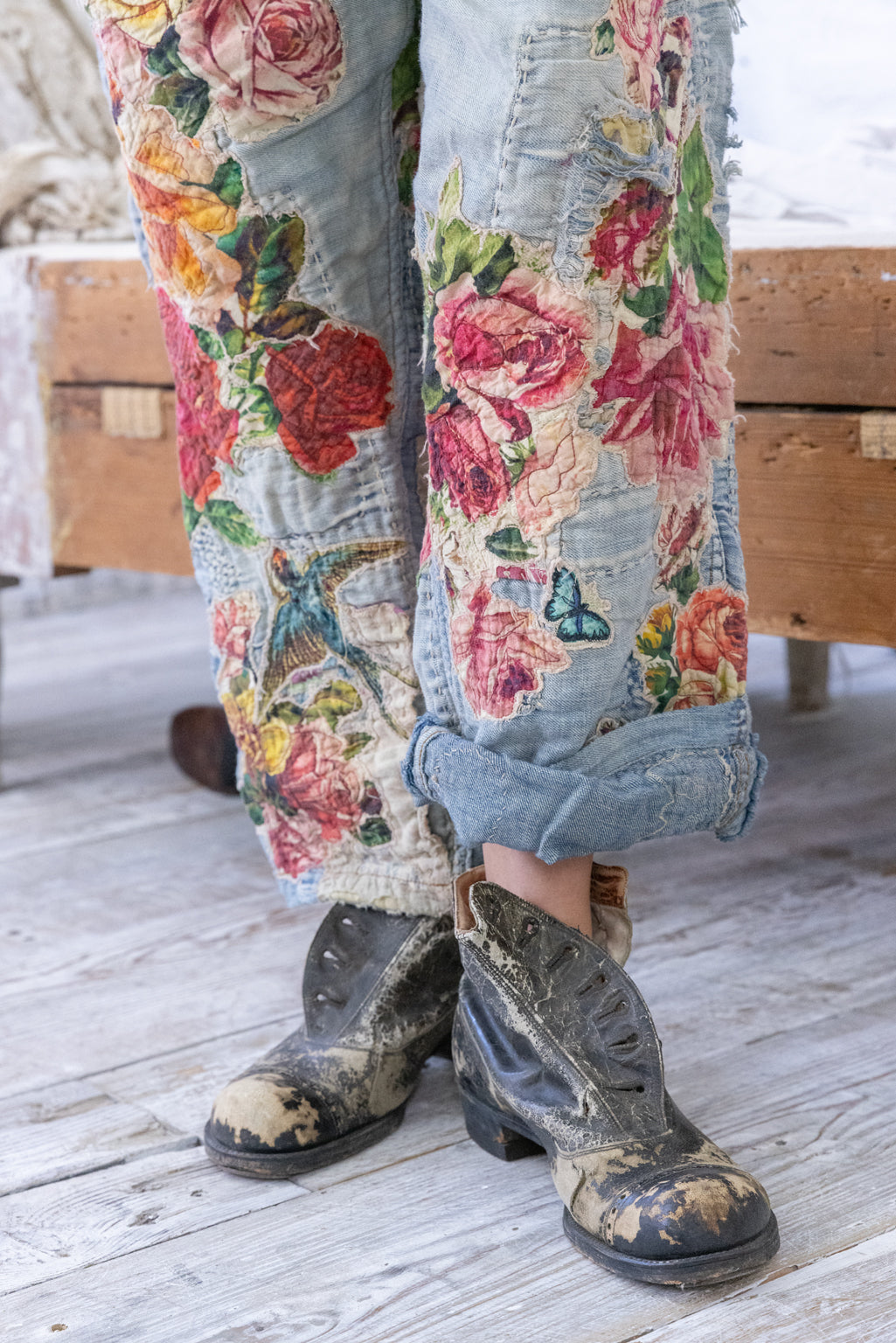 Magnolia Pearl Quilts & Roses Miner Pants 521 - Faded Indigo
