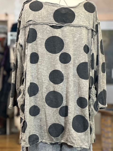 Krista Larson Tunic Long Sleeve Polka Dots printed Jersey - Pine