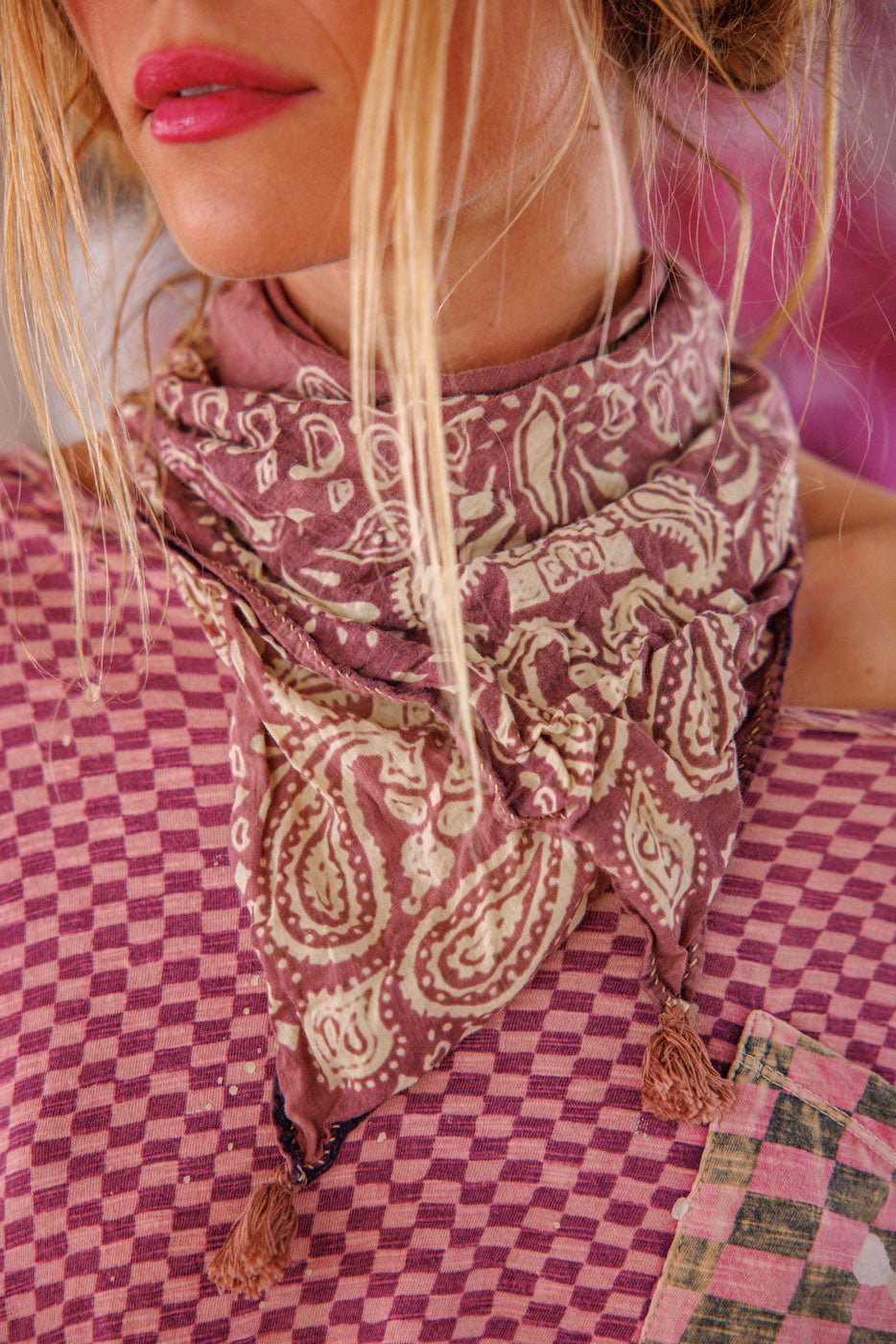 Magnolia Pearl Paisley Tassel Scarf 229 - Plum