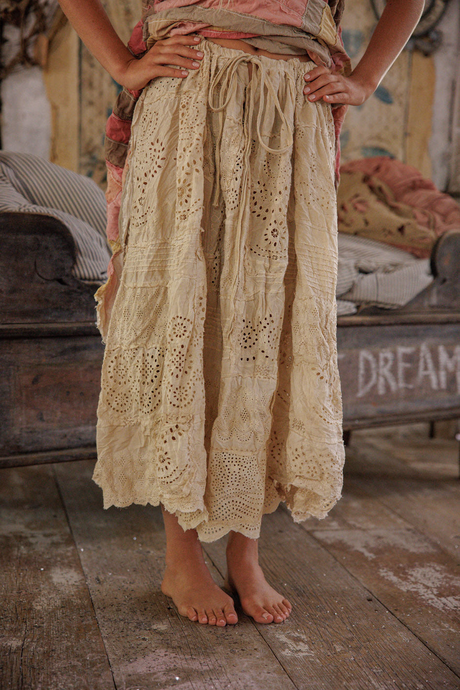 Magnolia Pearl Eyelet Patchwork Pissarro Skirt 237 - Swan