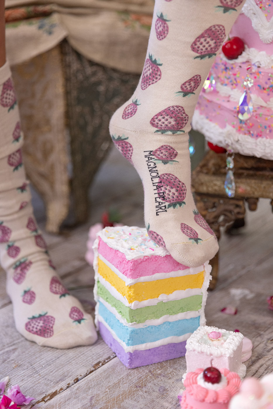 Magnolia Pearl Strawberry OTK Socks 124 - Sweet Kiss
