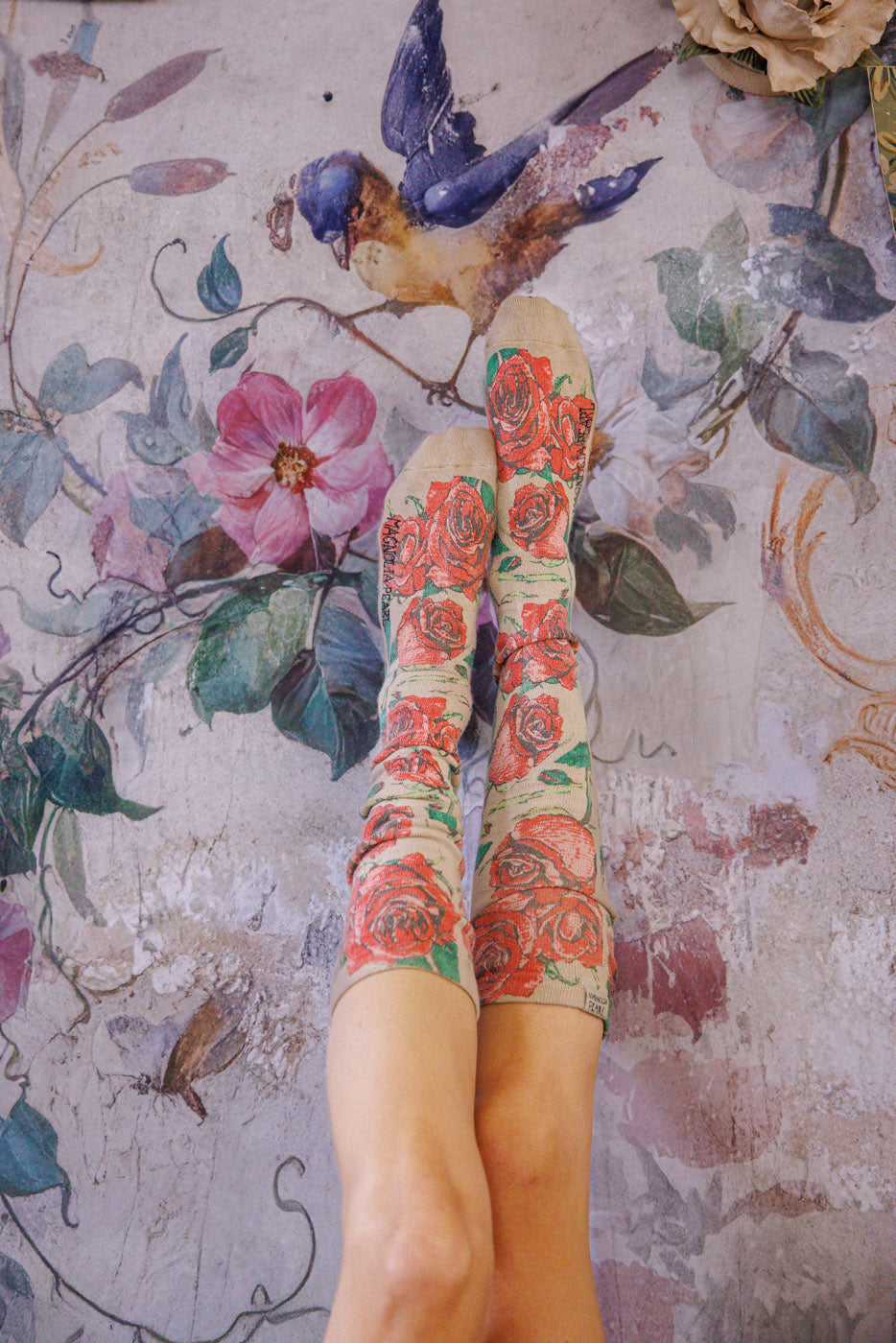 Magnolia Pearl Floral OTK Socks 153 - You Are Roses