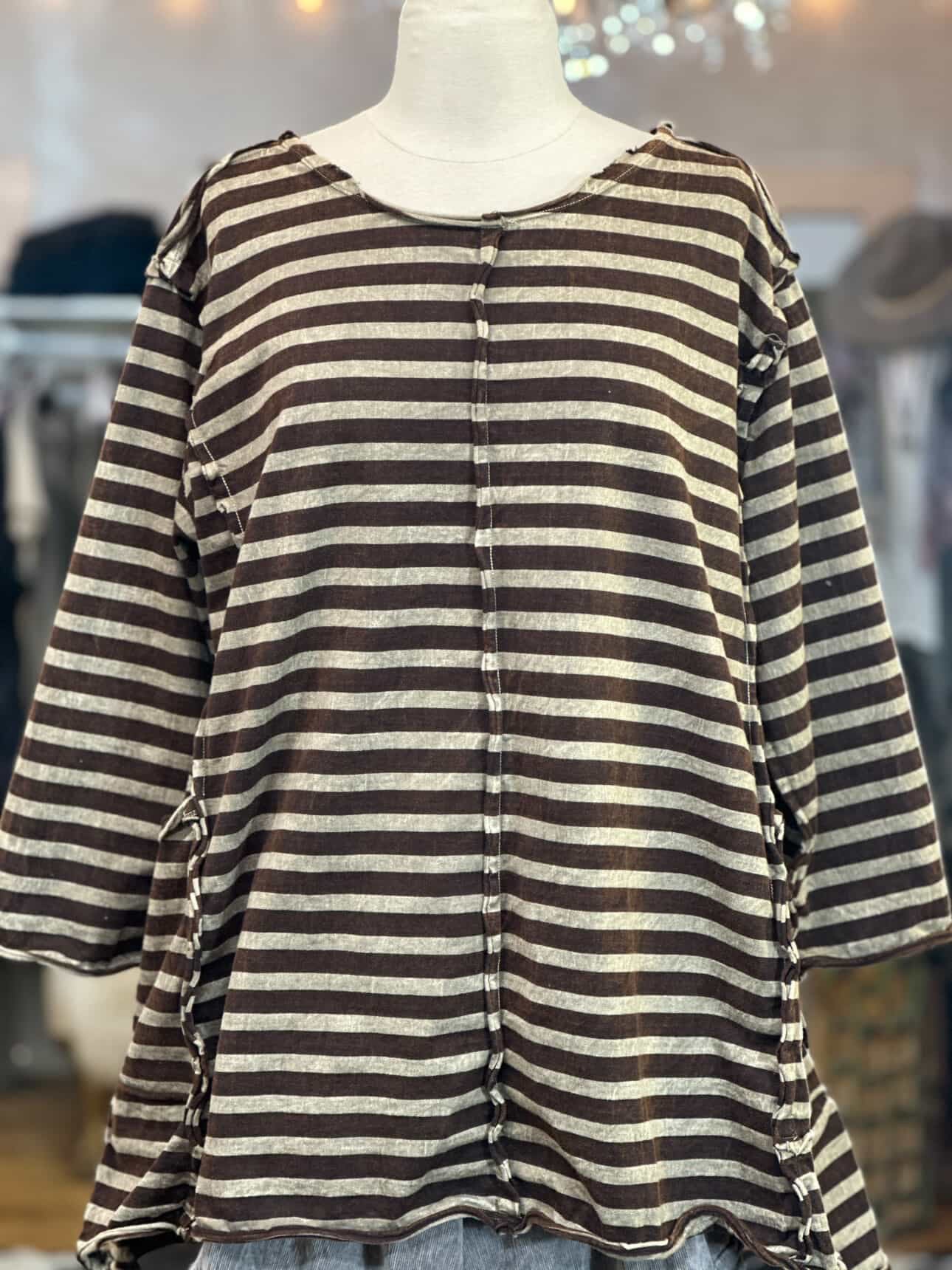 Krista Larson Tunic Long Sleeve Striped Tee - Pine
