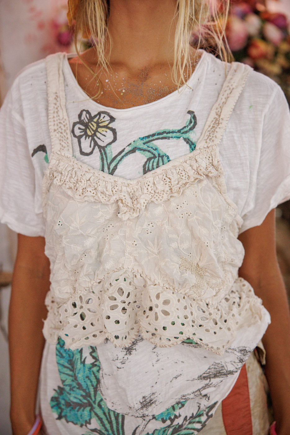 Magnolia Pearl Olive Eyelet Ruffle Cami 402 - Moonlight