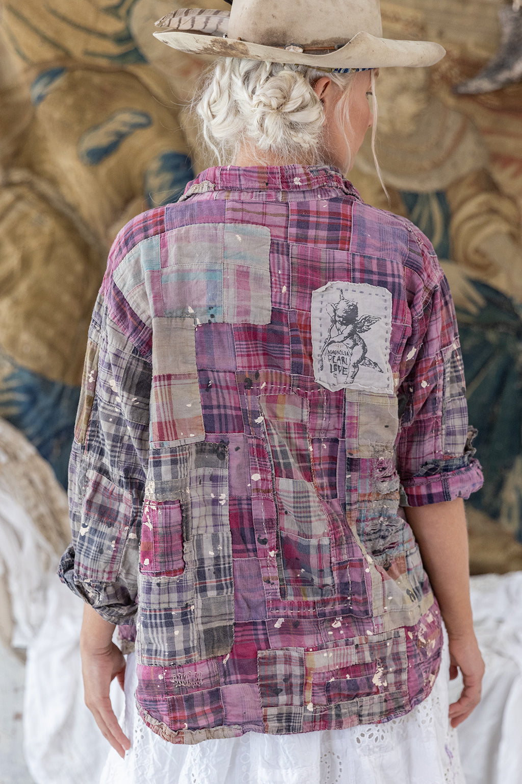 Magnolia Pearl Patchwork Kelly Western Shirt 1508 - Madras Pink