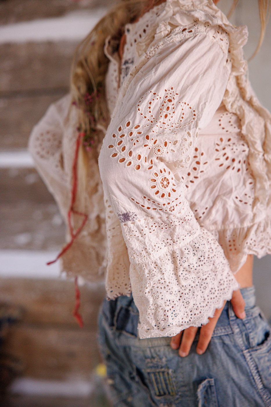 Magnolia Pearl Hermione Eyelet Blouse 2194 - Moonlight