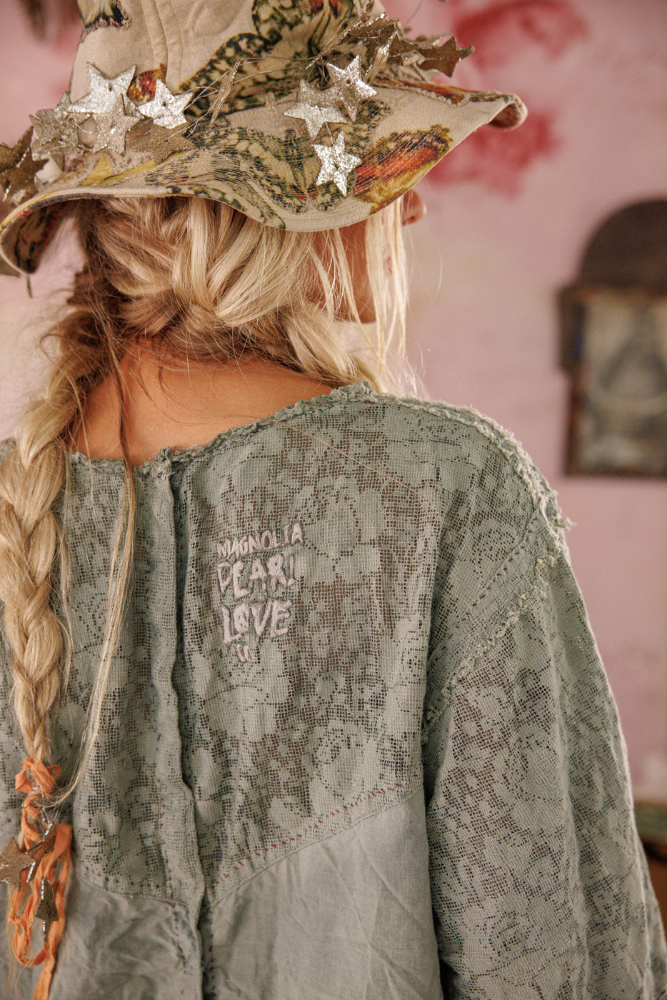 Magnolia Pearl Crochet Jodi Blouse 2320 - Seafoam Gray