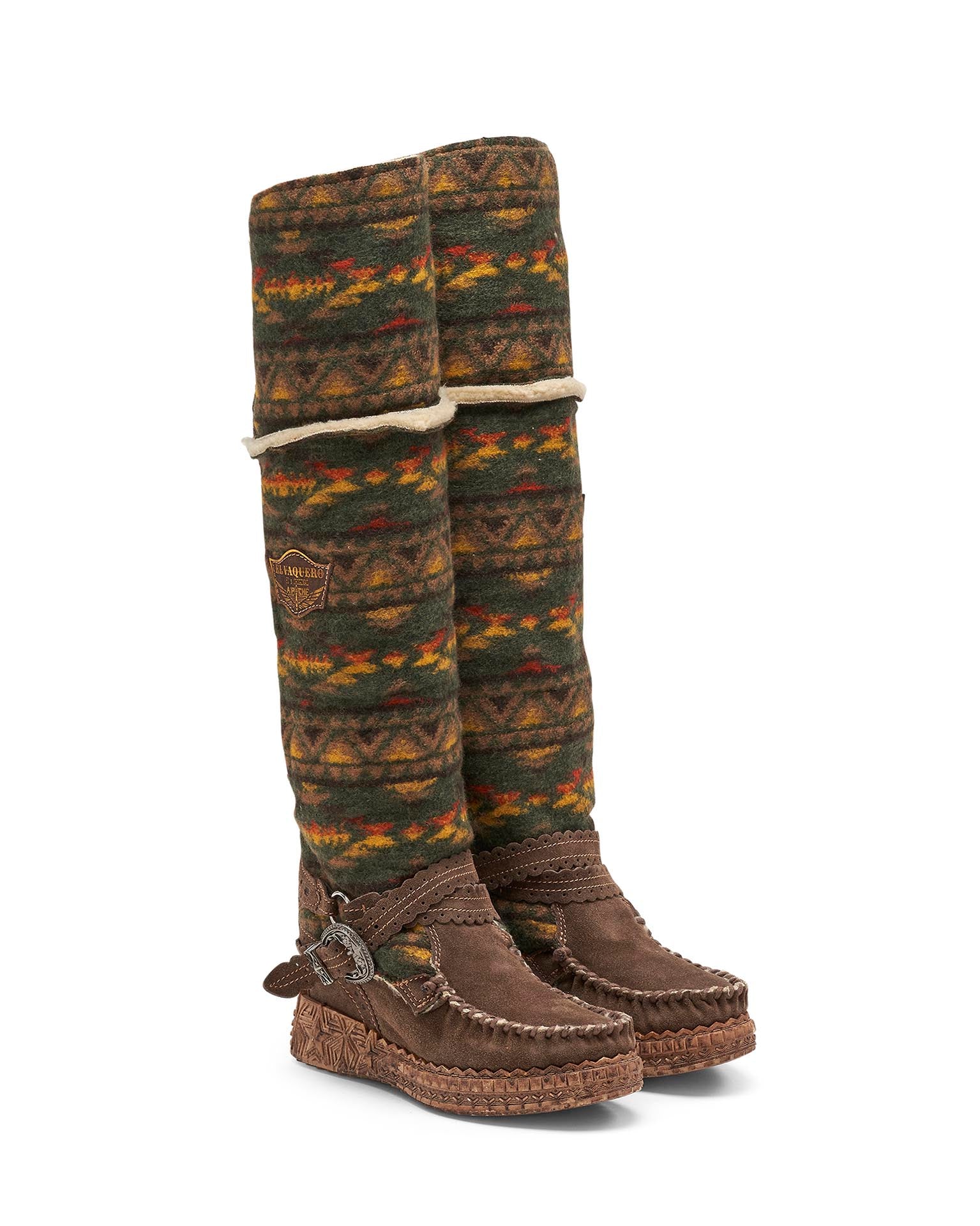 El Vaquero Huntress Nantuk Brown Wedge Mocassin Boots by Taos & Tribe