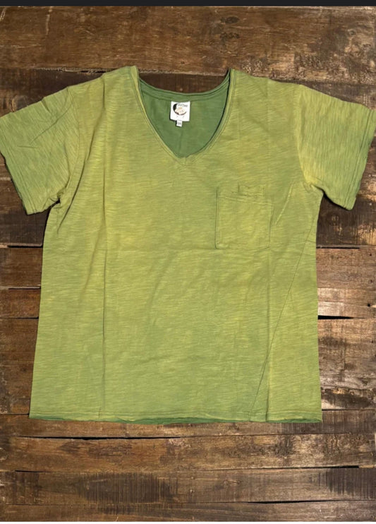 Jaded Gypsy Moon Dance V-Neck Tee - Olive
