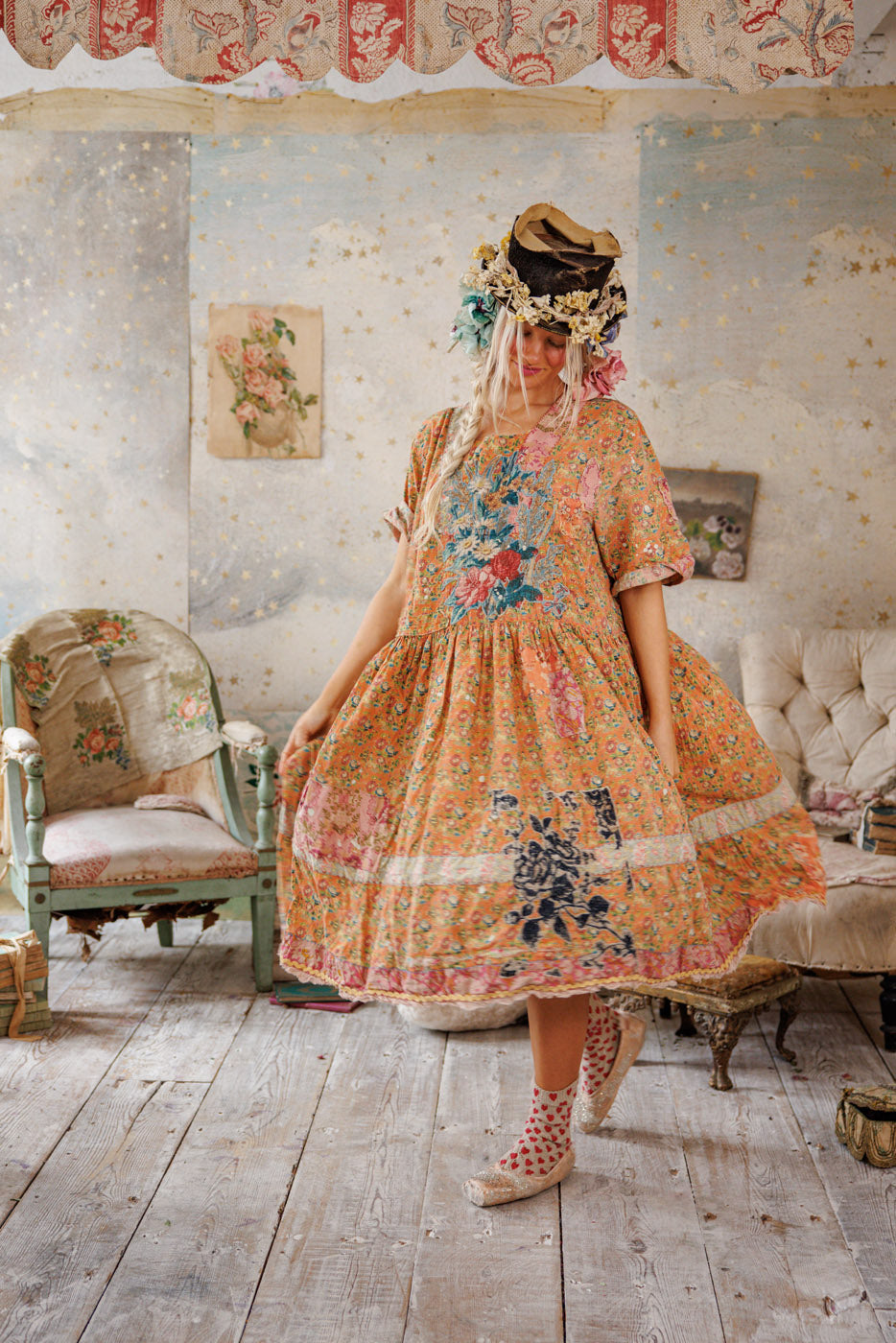 Magnolia Pearl Floral Appliqué Taigi Dress 1139 - Field Of Flowers