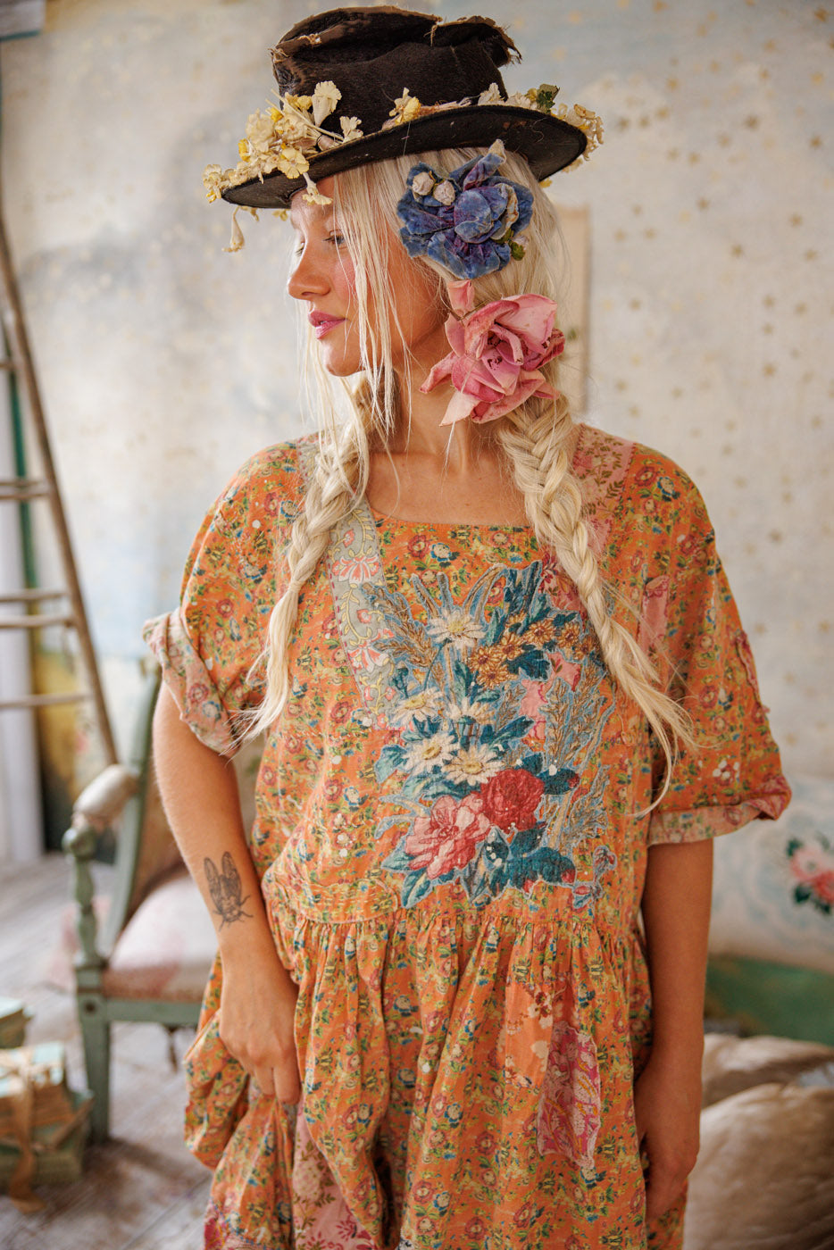 Magnolia Pearl Floral Appliqué Taigi Dress 1139 - Field Of Flowers