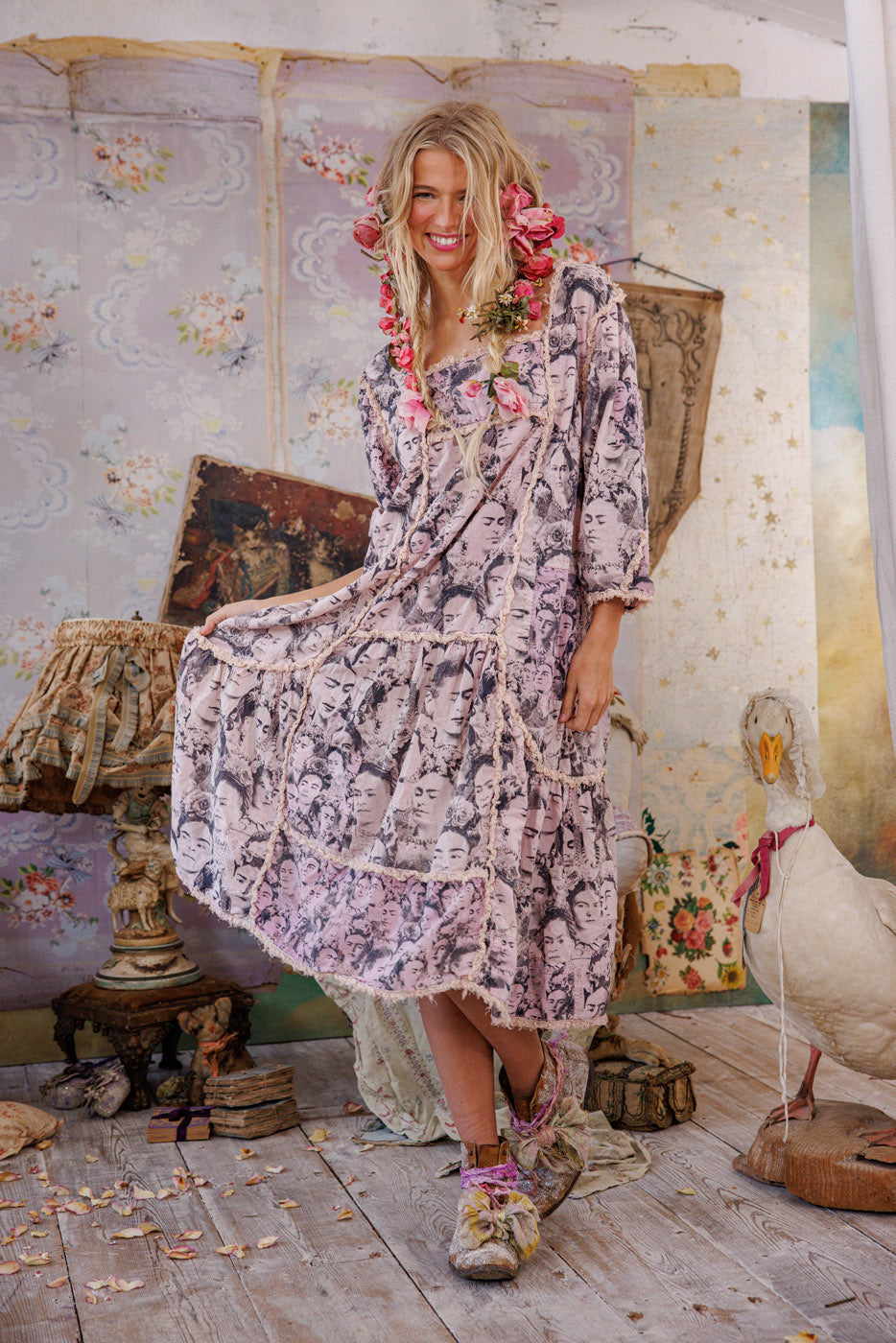 Magnolia Pearl Mural Frida Helenia Dress 1337 - Self Portrait