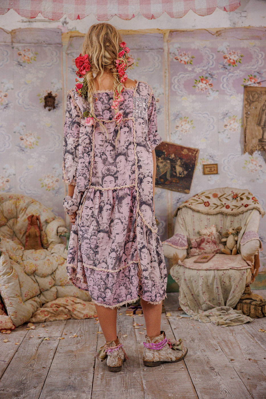Magnolia Pearl Mural Frida Helenia Dress 1337 - Self Portrait