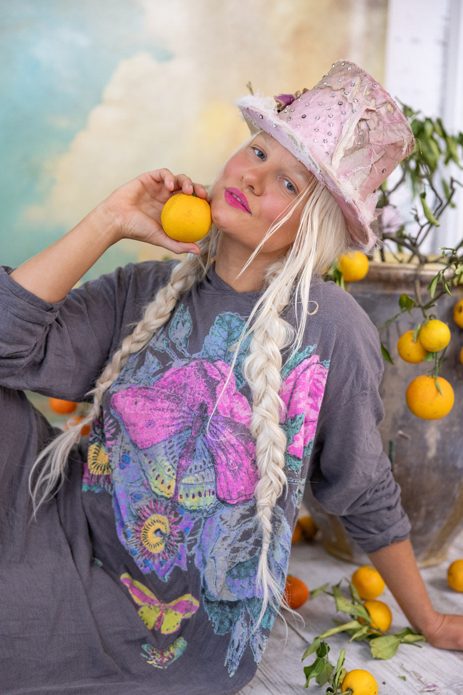 Magnolia Pearl Flor de la Pasión Viggo Hoodie Tee Dress 1348 - Ozzy