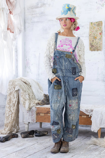 Benjamin Wide Leg Overalls 097 Washed Indigo