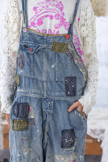 Benjamin Wide Leg Overalls 097 Washed Indigo