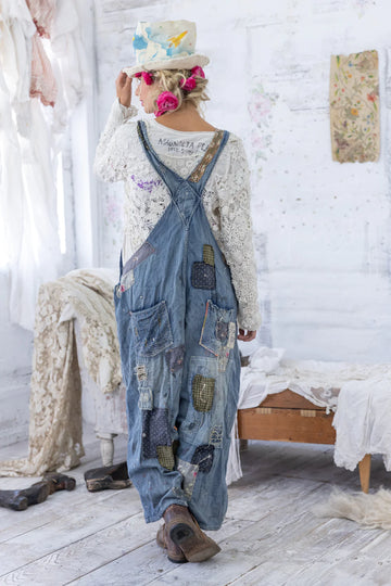 Benjamin Wide Leg Overalls 097 Washed Indigo