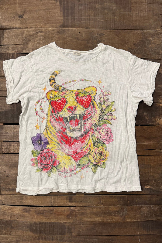 House of Jaded Gypsy Worn and Weathered Tee - Tigers Love - O/S
