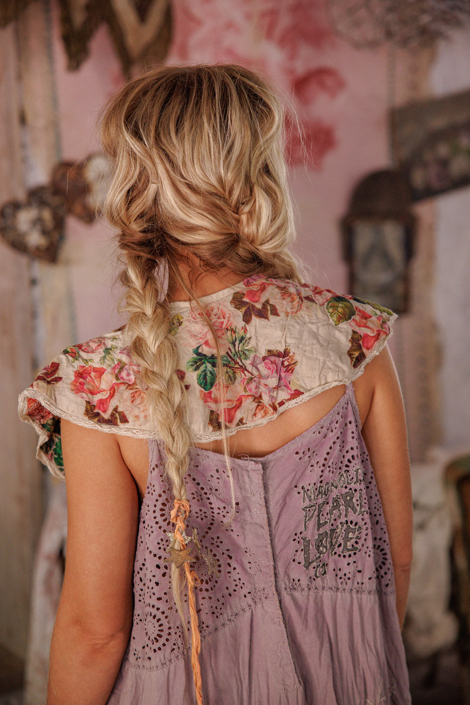 Magnolia Pearl Floral Appliqué Hannes Collar 049 - Storybook