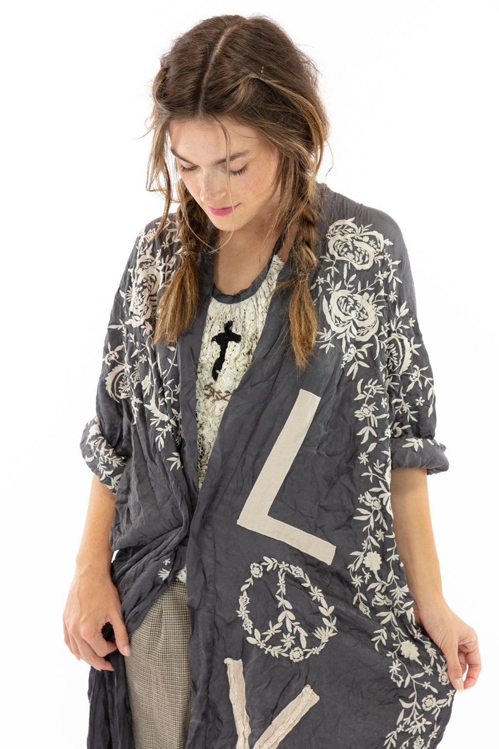 Appliqué Blessed Kimono - Midnight