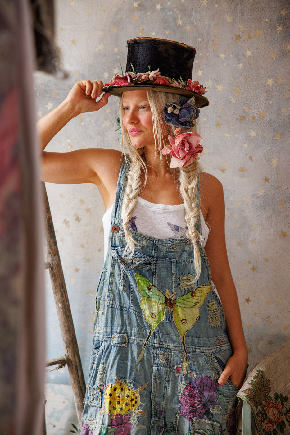 Magnolia Pearl Night Garden Benjamin Wide Leg Overalls 149 - Washed Indigo