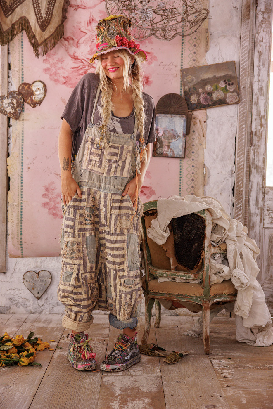 Magnolia Pearl Patchwork Frankie Overalls 162 - Luna Stripe