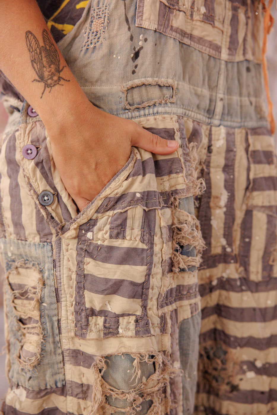 Magnolia Pearl Patchwork Frankie Overalls 162 - Luna Stripe