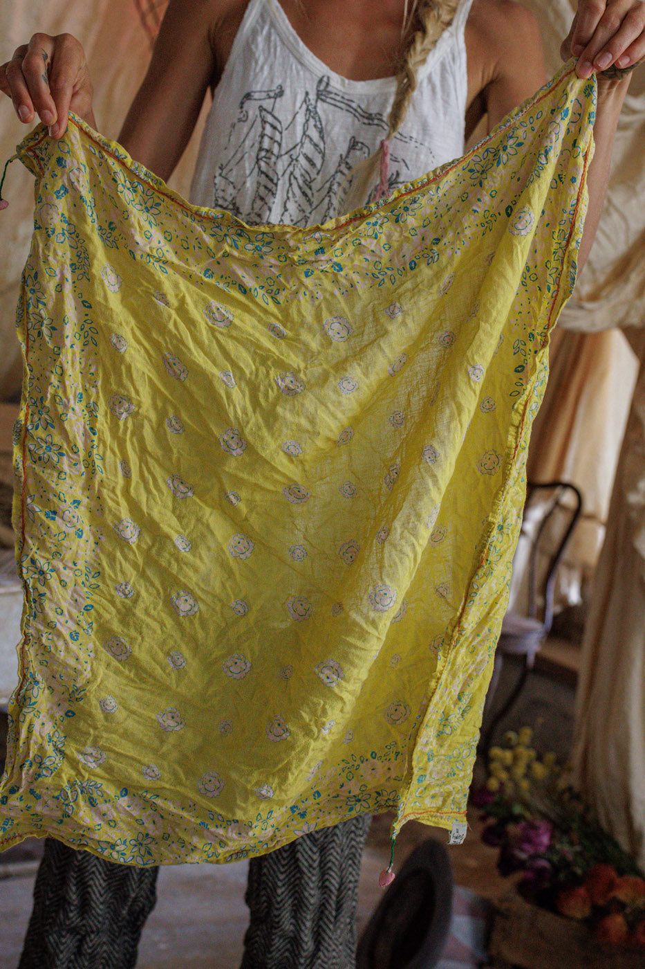 Magnolia Pearl MP Floral Tassel Scarf - Cloverfield