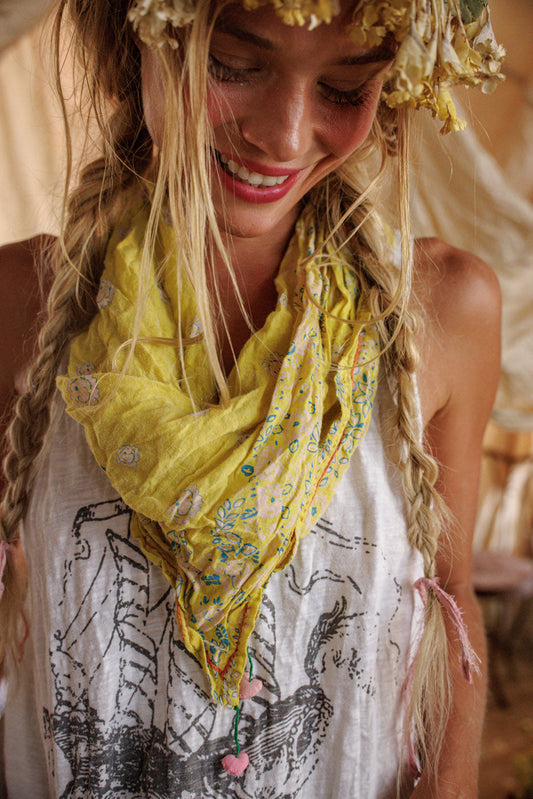 Magnolia Pearl MP Floral Tassel Scarf - Cloverfield
