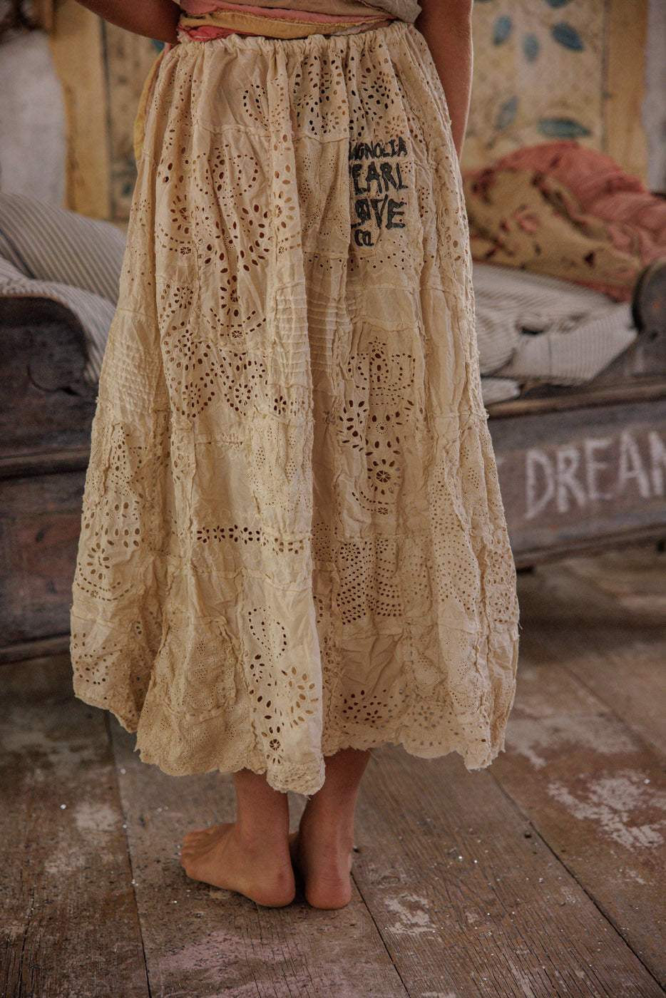 Magnolia Pearl Eyelet Patchwork Pissarro Skirt 237 - Swan