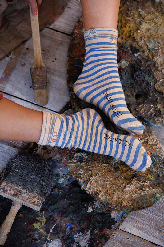 Magnolia Pearl French Stripe MP Socks 125 - Big Top Blue
