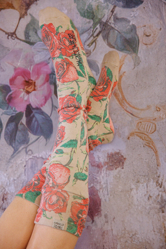 Magnolia Pearl Floral OTK Socks 153 - You Are Roses