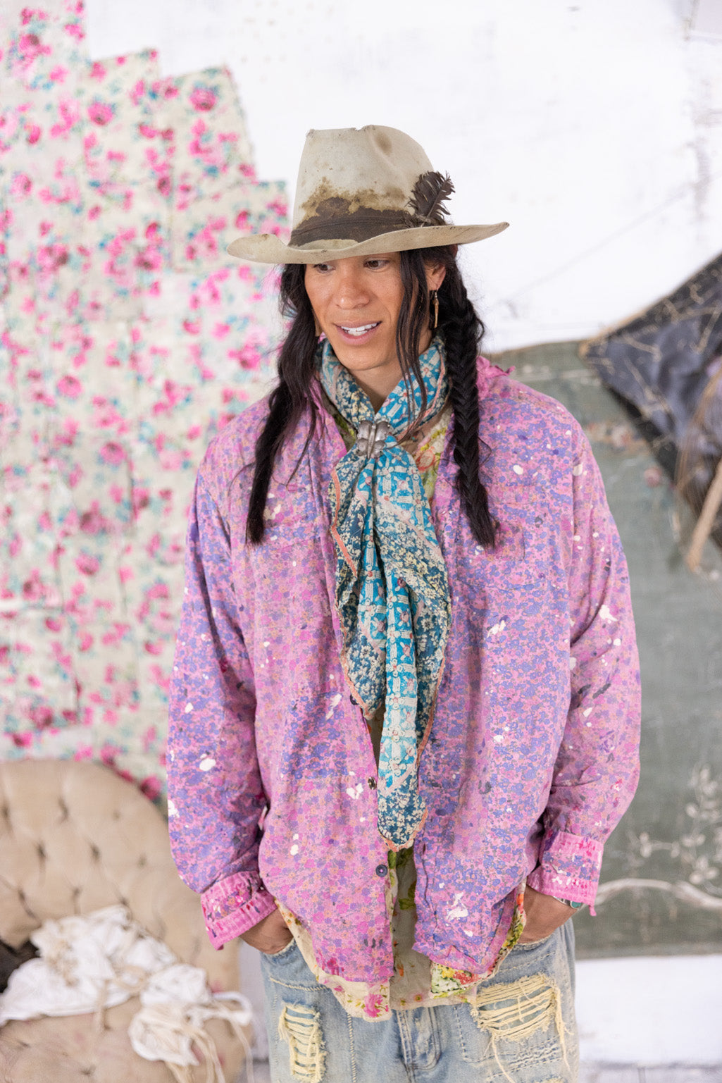 Floral Boyfriend Shirt - Farm Girl