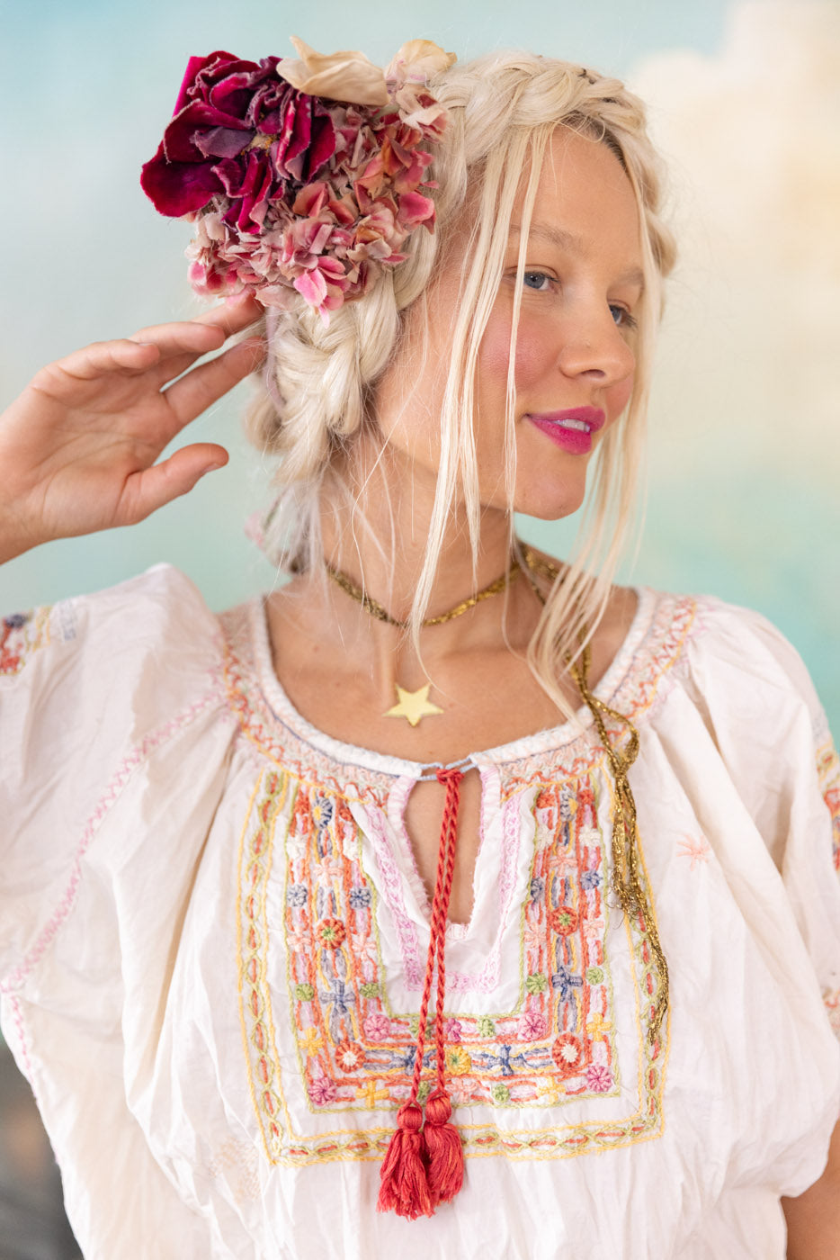 Magnolia Pearl Embroidered Chrissy Folk Blouse 2134 - Ozzy