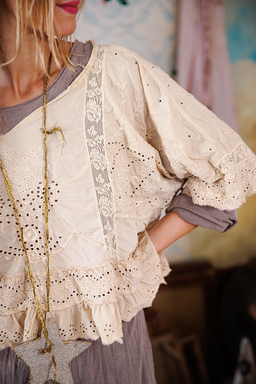 Magnolia Pearl Eyelet Rosemary Blouse 2186 - Aged