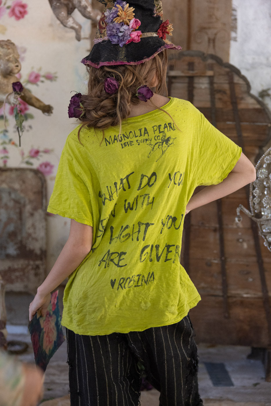 Magnolia Pearl Venice Lover Butterfly Tee 2440 - Yellow Plum