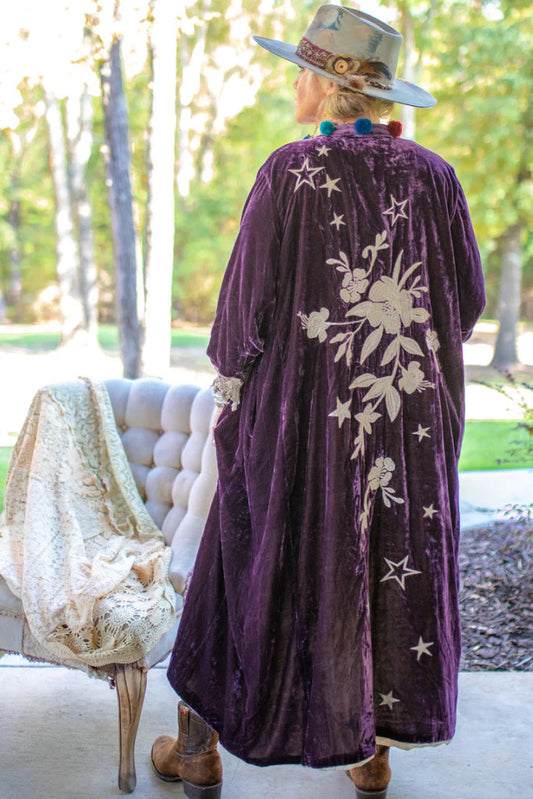 Jaded Gypsy Velvet Duster - Aubergine / Plum