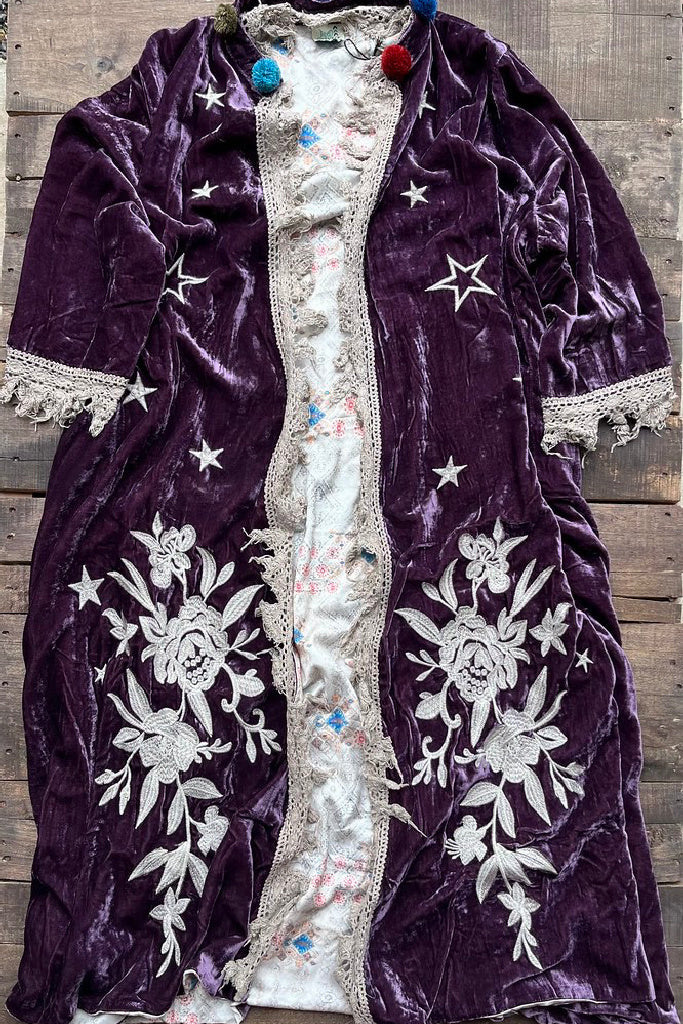 Jaded Gypsy Velvet Duster - Aubergine / Plum